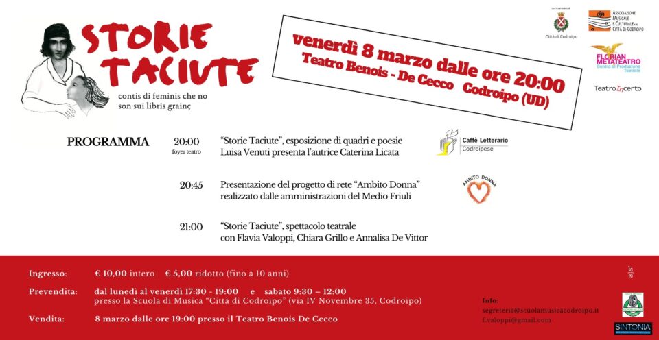 STORIE TACIUTE – Venerdì 8 marzo Teatro Benois-De Cecco
