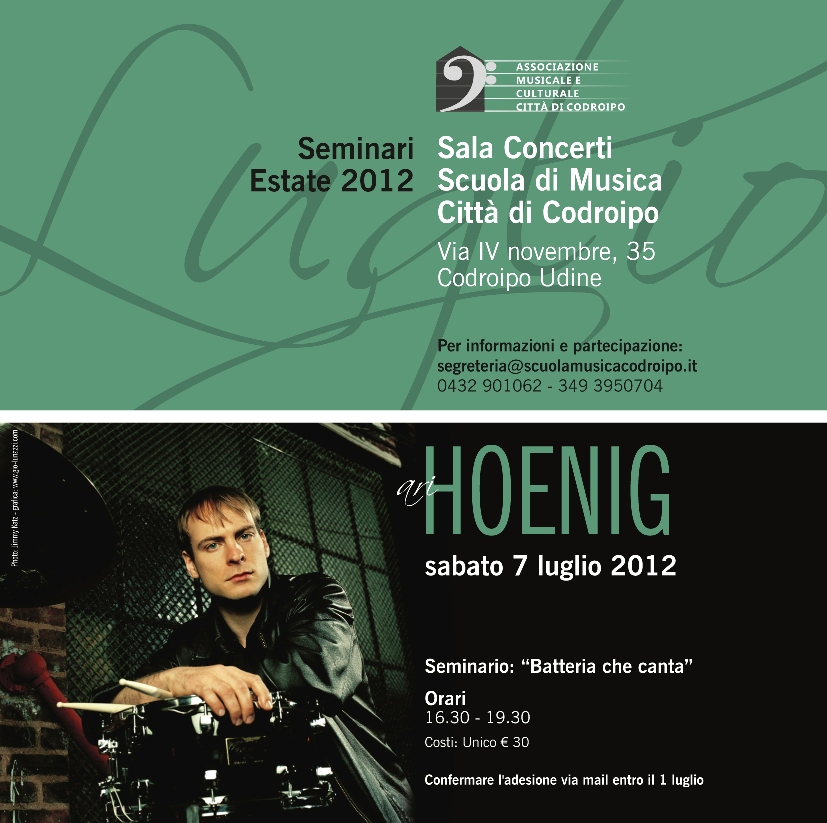 Sabato 7 luglio: “la batteria che canta” seminario con Ari Hoenig