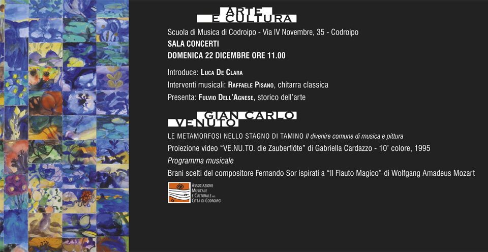 Domenica 22 DICEMBRE ORE 11.00: evento di arte e musica con l’artista GIANCARLO VENUTO