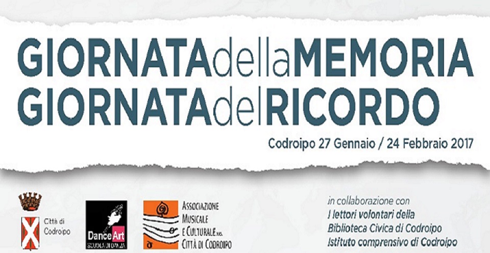 Venerdì 24 febbraio 2017 – ore 20.30 Teatro Benois-De Cecco Codroipo: LE ARTI PER LA SHOAH