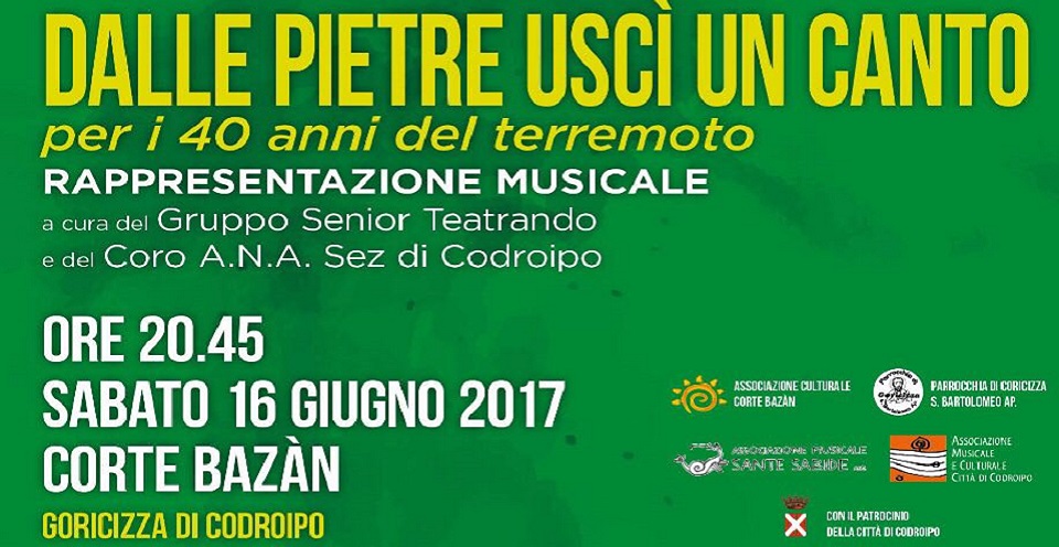 Venerdì 16 giugno 2017 alle ore 20.45 – Corte Bazan a Goricizza “Dalle pietre uscì un canto”