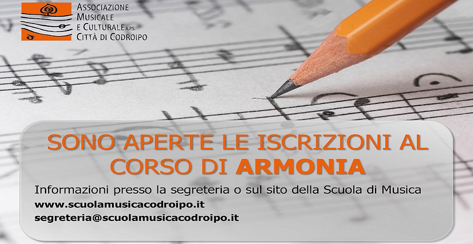 SONO APERTE LE ISCRIZIONI AL NUOVO CORSO DI ARMONIA