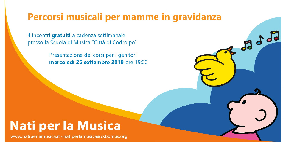 AGGIORNAMENTO 25 settembre 2019 ore 19.00 – presentazione “Percorsi musicali per mamme in gravidanza”