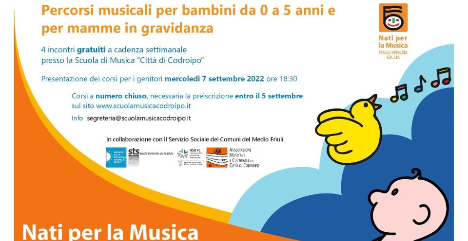 7 settembre 2022 – presentazione “Percorsi musicali per bambini da 0 a 5 anni e per mamme in gravidanza”